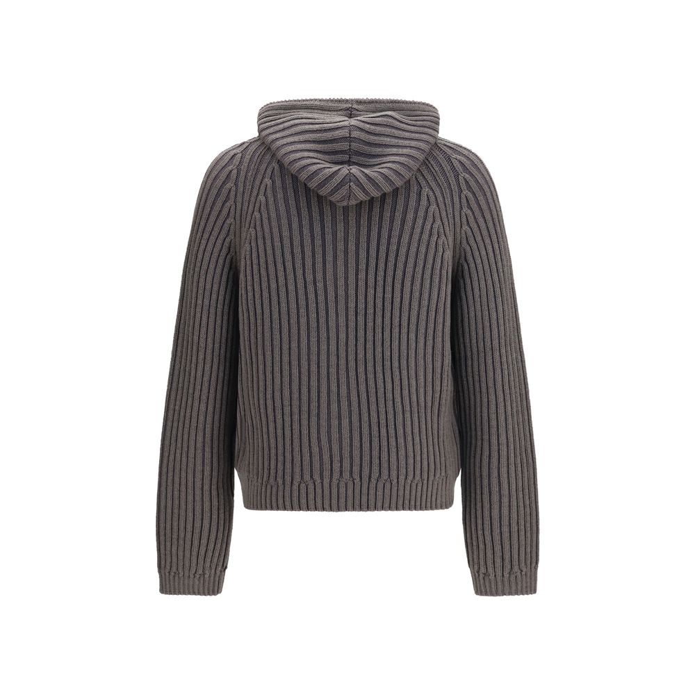 Sweatshirt Hoodie by Our Legacy for men in merino wool gray, patterned & striped features a slouchy chic silhouette, detailed with a slouchy chic and a signature hooded neckline for an elevated aesthetic.