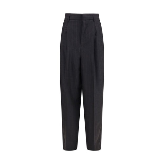 Trousers by Ami Paris for women in polyamide wool black presents a perennial silhouette, meticulously tailored with a regular-fit & wide cut, long finish, and an elegant high rise.