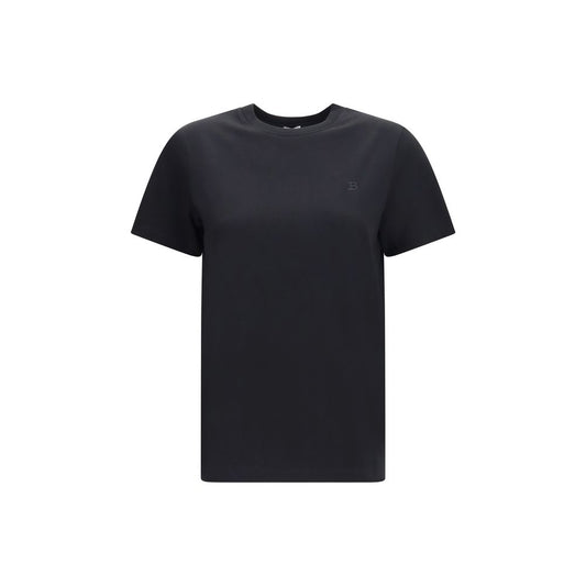 T-Shirt by Balmain for women in organic cotton black showcases a fashionable silhouette, elegantly detailed with a fashionable short-sleeve and crew neckline for a sophisticated, high-fashion look.