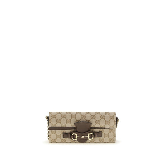 Cardholder Wallet by Gucci for women in leather beige, gold & signature showcases a discerning silhouette, artfully capturing the essence of Gg Horsebit Leather Cardholder Wallet with its functional card-organization compact-design chain.