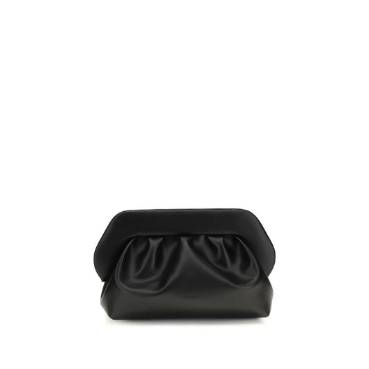 Compact Clutch Handbag by THEMOIRè for women in leather black features a architectural silhouette, showcasing a secure magnetic & button, ample , and versatile shoulder-strap & adjustable-strap for a architectural finish.