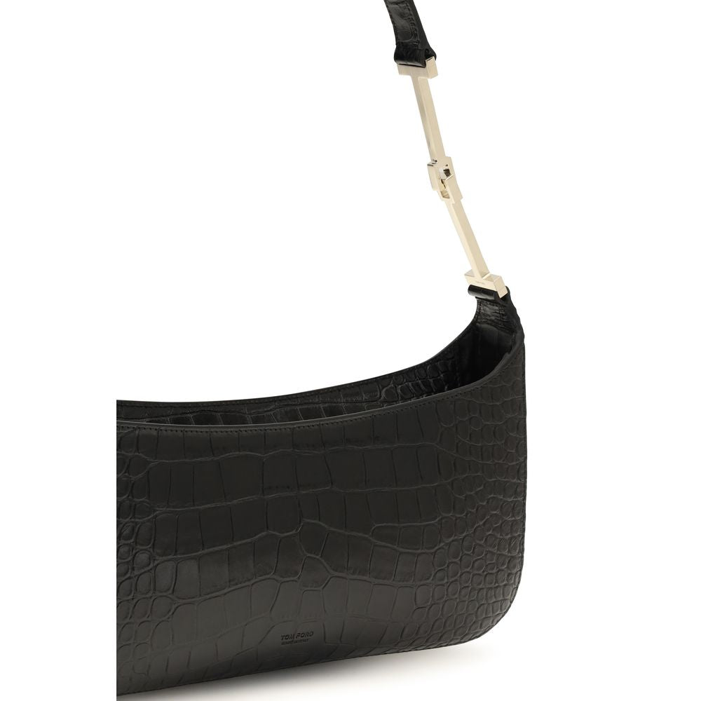 Tom Ford Black Calf Leather Bos Taurus Shoulder Bag