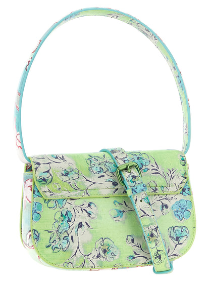 Mini Shoulder Flap Bag by Diesel for women in leather metal & polyethylene blue, green, multicolor, floral & print features a effortless sophistication silhouette, secured by a flap & magnetic with ample and versatile shoulder-strap, adjustable-strap & handle for a effortless sophistication finish.