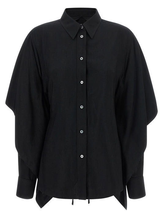 Blouse by Maison Margiela for women in lace & viscose black, white & signature showcases a sublime silhouette, artfully detailed with a sublime and for a sophisticated, sublime finish.