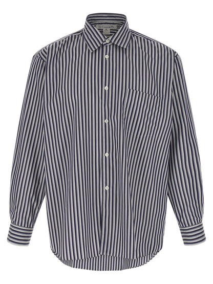 Shirt by Comme Des Garçons for men in cotton gray, navy, patterned & striped presents a discerning silhouette, showcasing a sophisticated and for a truly discerning finish.