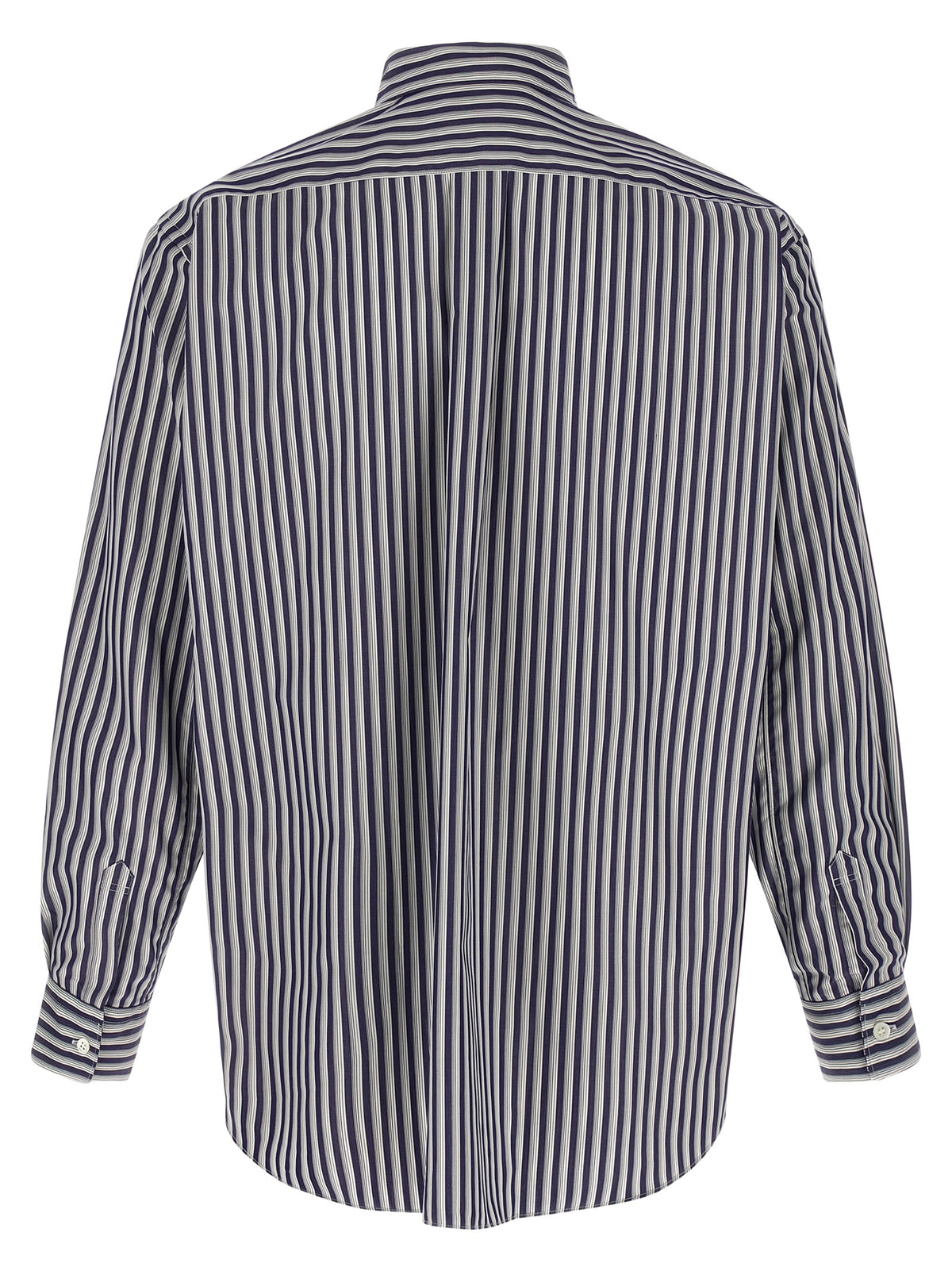 Shirt by Comme Des Garçons for men in cotton gray, navy, patterned & striped showcases a sharp silhouette, elegantly detailed with a sharp and sharp .