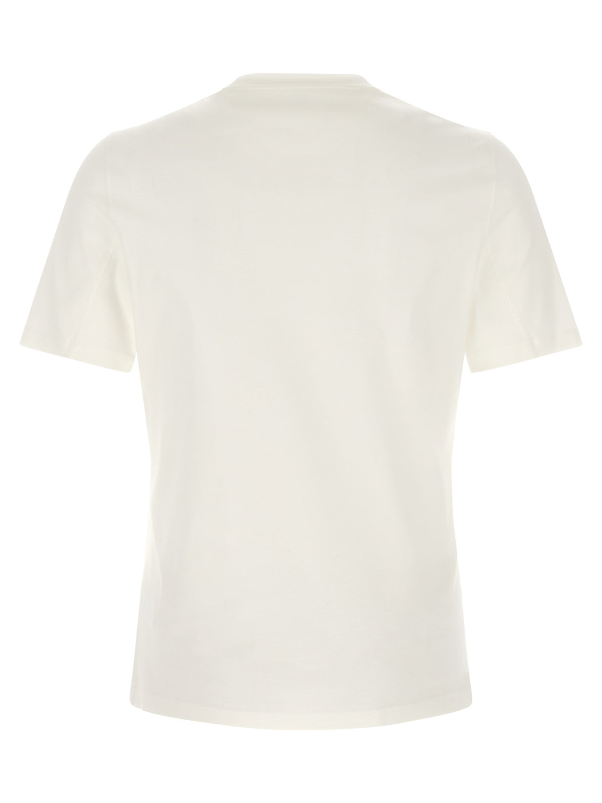 T-Shirt by Brunello Cucinelli for men in cotton white & print showcases a chic silhouette, artfully detailed with a chic round neckline and for a chic finish.