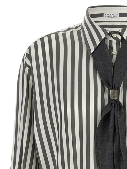 Brunello Cucinelli Bicolor Silk Blouse
