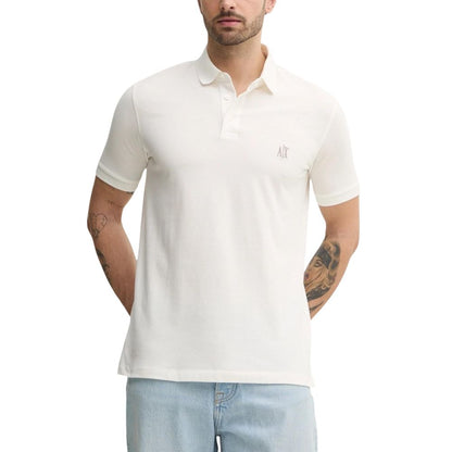 Polo Shirt by Armani Exchange for men in cotton white presents a sleek silhouette, featuring a refined and for a sleek finish.