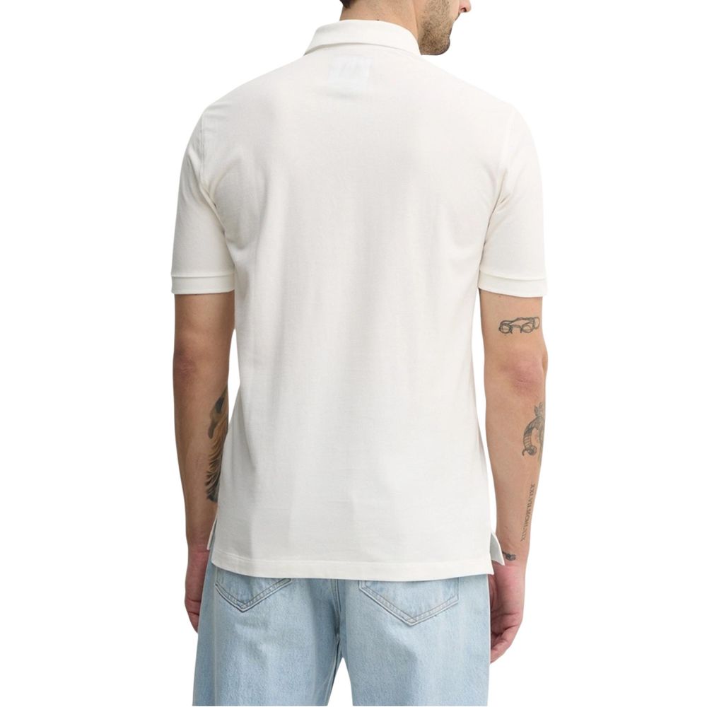 Polo Shirt by Armani Exchange for men in cotton white showcases a sharp silhouette, detailed with a refined and sharp for a sophisticated finish.