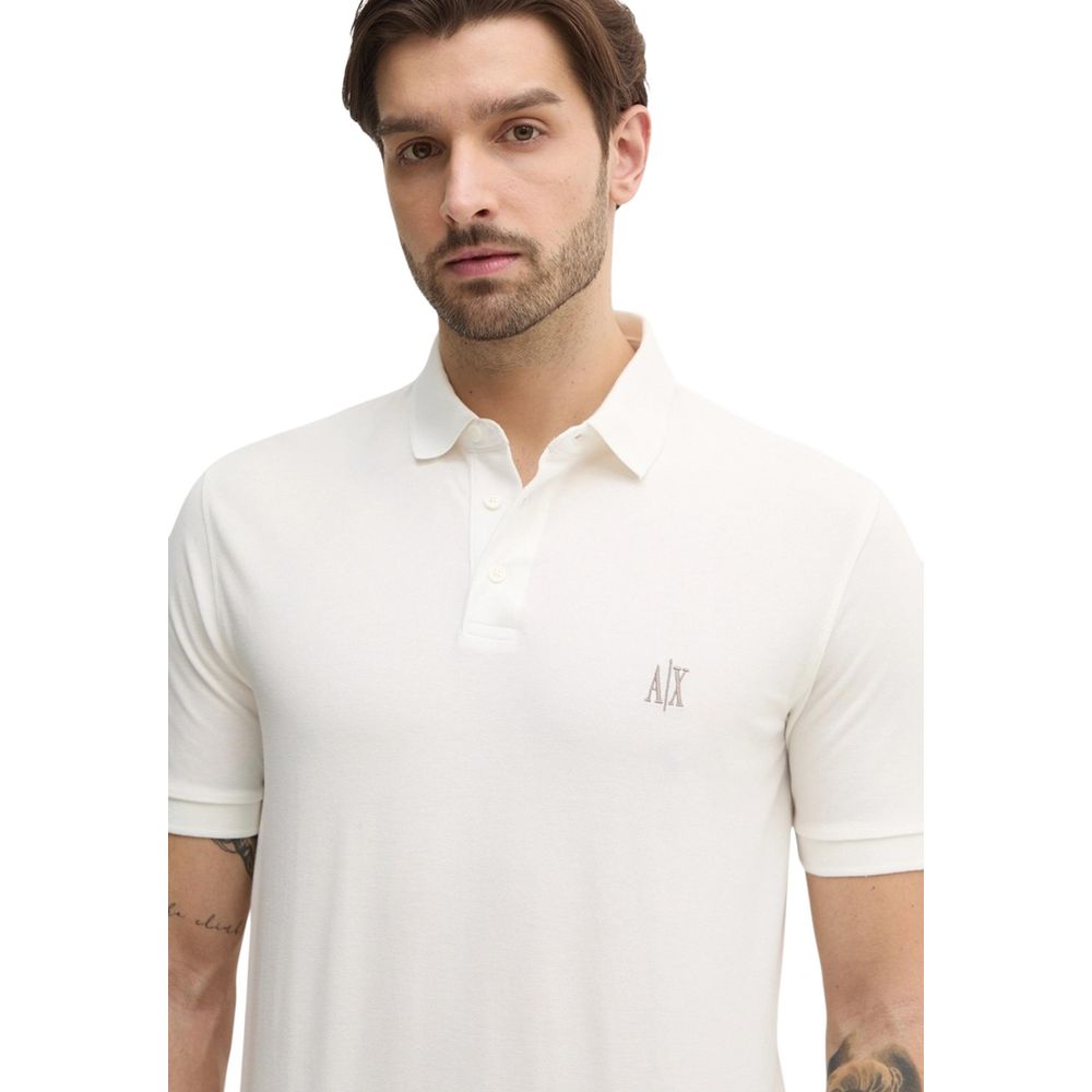 Polo Shirt by Armani Exchange for men in cotton white presents a crisp silhouette, artfully detailed with a crisp and crisp .