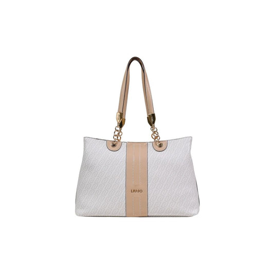 Liu Jo Polyethylene Polyurethane Faux Leather Large Tote Handbag - Gold White