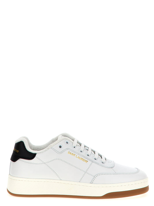 Sneakers by Saint Laurent for men in leather rubber silicone & terrycloth bicolour, black & white presents a on trend silhouette from the Men's Low Top Leather Rubber Silicone & Terrycloth Sneakers collection, showcasing a on trend low-top style for an elevated aesthetic.