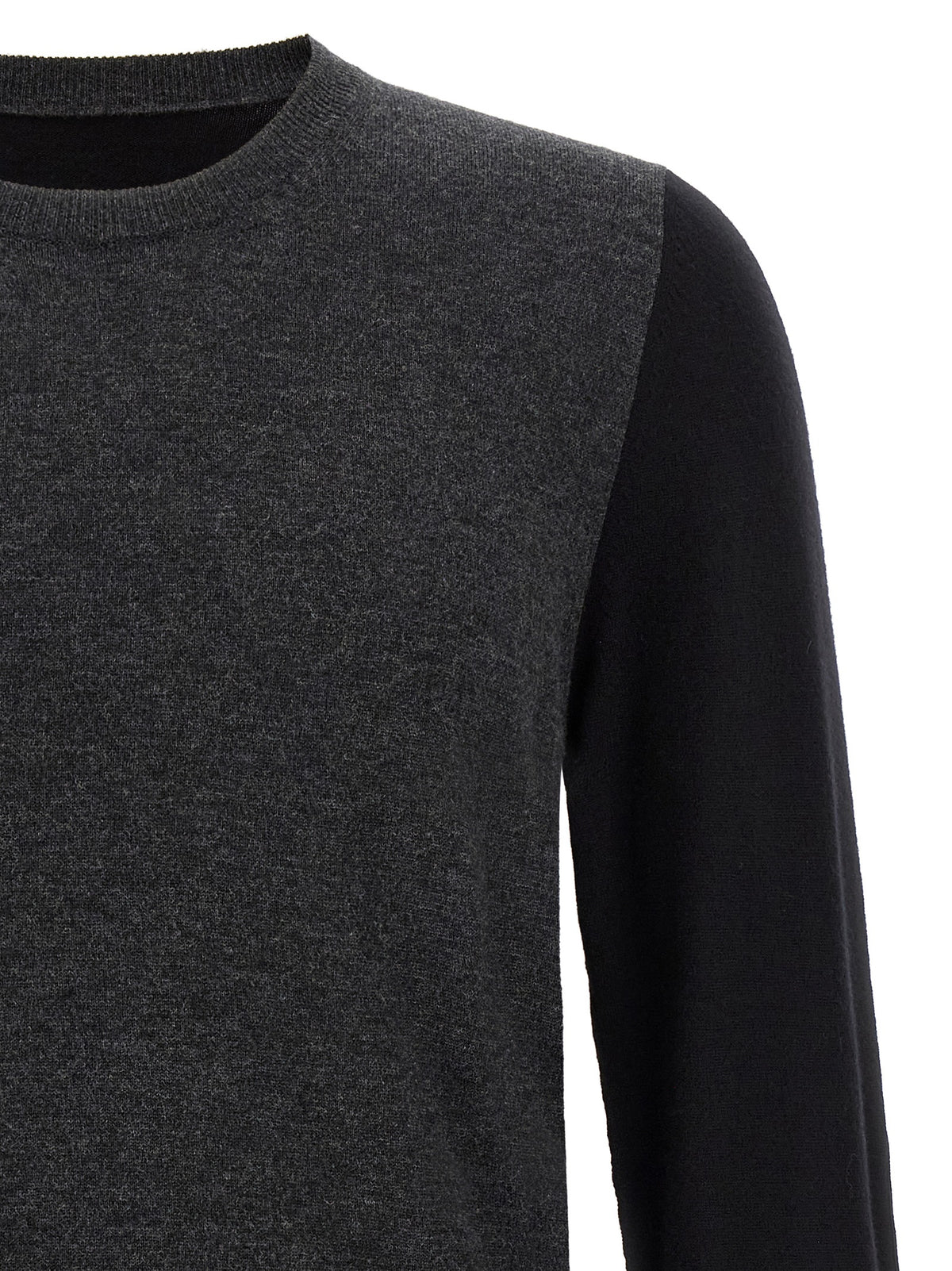Cardigan by Maison Margiela for men in virgin wool black, gray, white & signature features a nuanced silhouette with a refined and nuanced detailing for a sophisticated look.