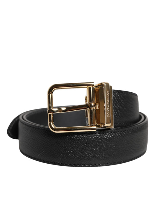 Belt by Dolce & Gabbana for women in grained calf leather black & gold features a artisanal-chic design, artfully capturing the essence of the Grained Calf Leather Belt with a artisanal-chic finish.