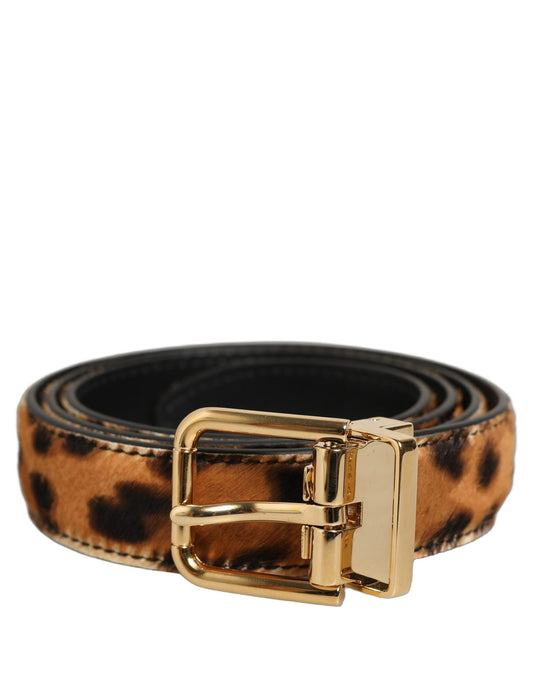 Belt by Dolce & Gabbana for women in calf hair & fur brown, gold & print features an artisanal silhouette, showcasing the artisanal craftsmanship of the Calf Hair & Fur Belt collection for a artisanal finish.