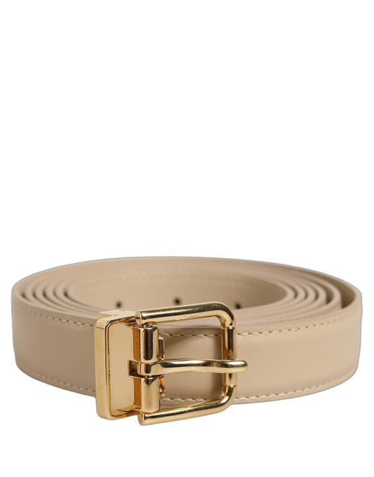 Belt by Dolce & Gabbana for women in calf leather beige & gold features a artisanal-chic design, artfully capturing the essence of the Calf Leather Belt with a artisanal-chic finish.