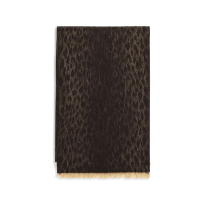 Gucci Merino Wool Fringes Scarf - Brown Leopard Print Patterned Monogram Print