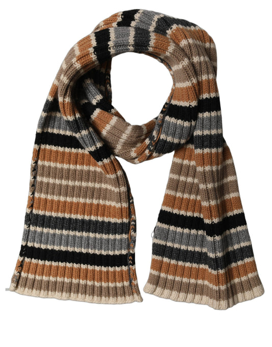 Scarf by Dolce & Gabbana for women in angora cashmere & viscose multicolor & striped features a snug silhouette, perfectly showcasing the elegant drape and premium finish of the Angora Cashmere & Viscose Rectangular Scarf.