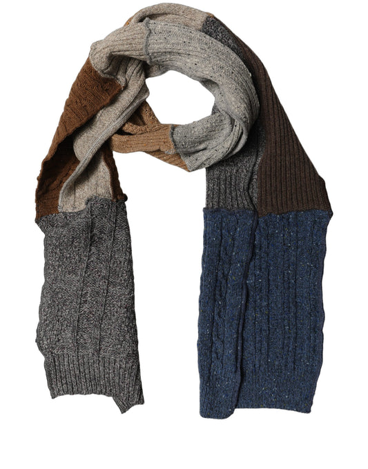 Scarf by Dolce & Gabbana for women in acrylic & alpaca wool blue, multicolor & patchwork showcases a warm silhouette from the Acrylic & Alpaca Wool Rectangular Scarf collection, offering a warm drape that exudes sophisticated luxury.