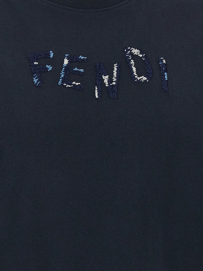 T-Shirt by Fendi for men in cotton dark-blue features an on trend silhouette, perfectly showcasing a on trend and for an elevated aesthetic.