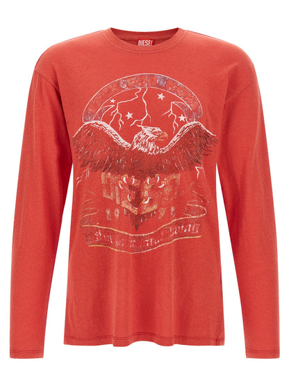 Sweater by Diesel for men in cotton & hemp natural, red & print features an tactile silhouette, showcasing a sophisticated crew neckline and tactile long-sleeve for a refined finish.