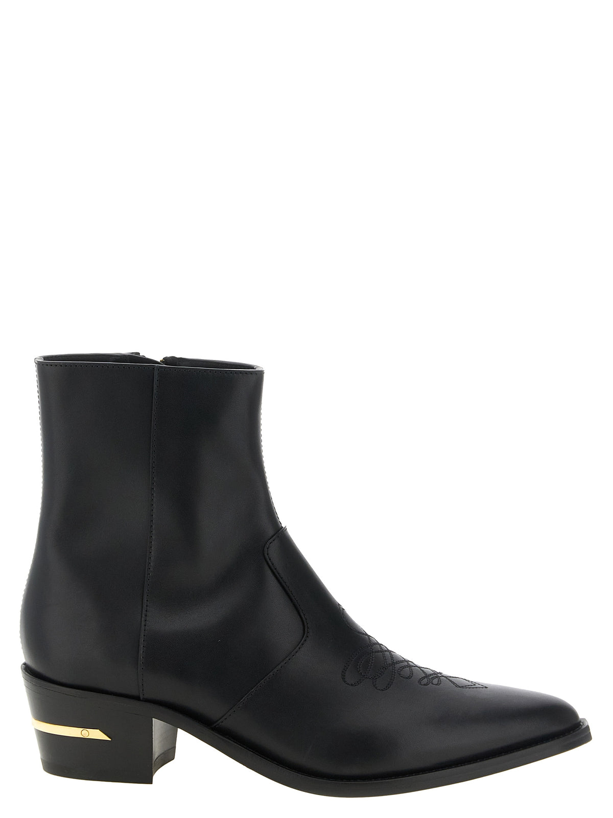 Amiri Ryder Men's Calf Leather Modacrylic & Metal Ankle Boots - Black Gold Natural