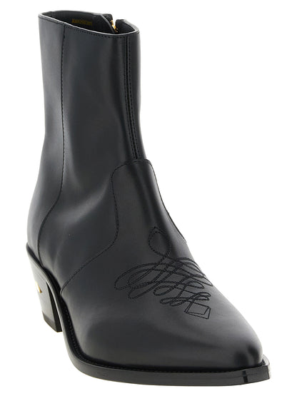 Amiri Ryder Men's Calf Leather Modacrylic & Metal Ankle Boots - Black Gold Natural