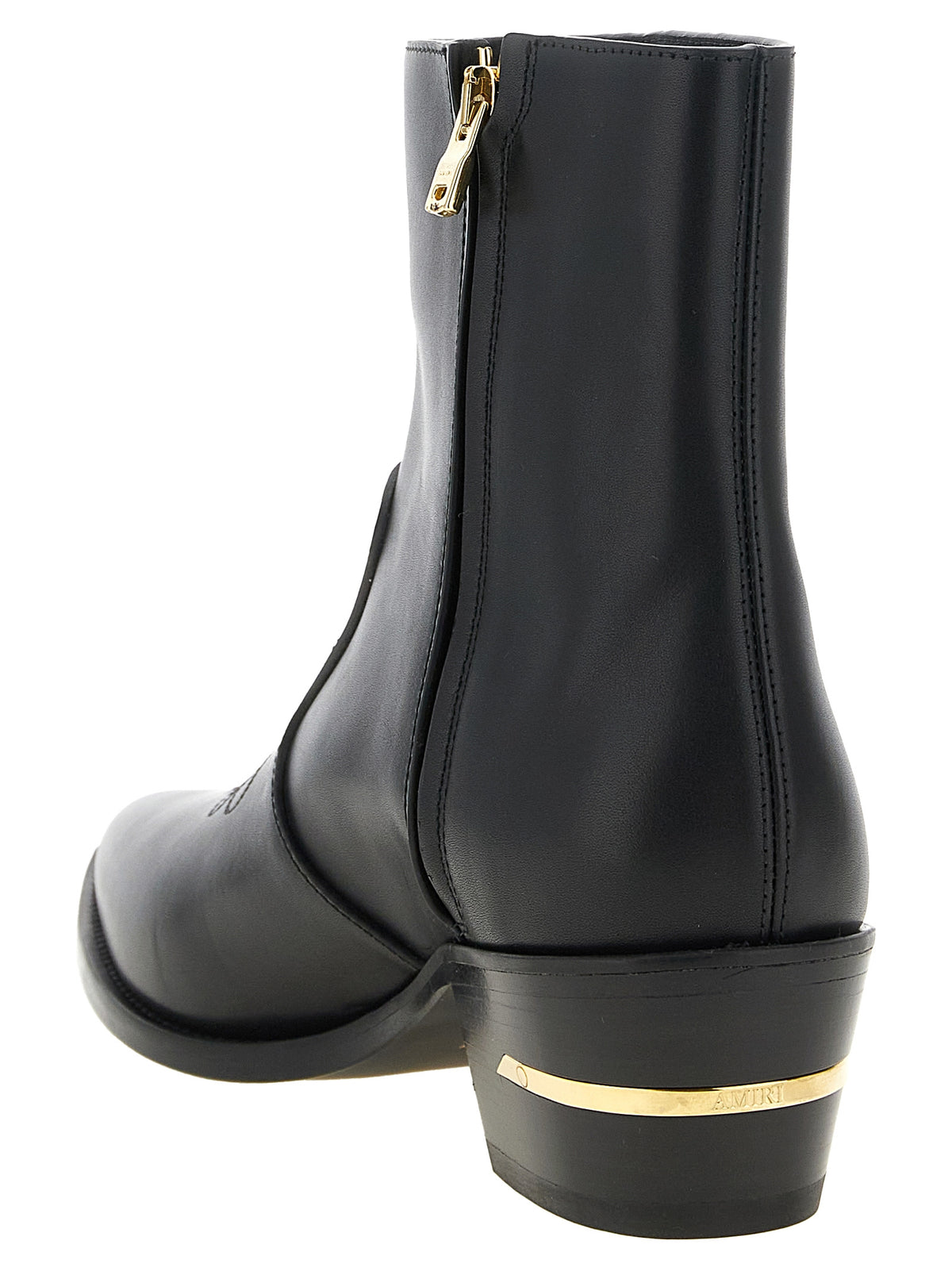 Amiri Ryder Men's Calf Leather Modacrylic & Metal Ankle Boots - Black Gold Natural