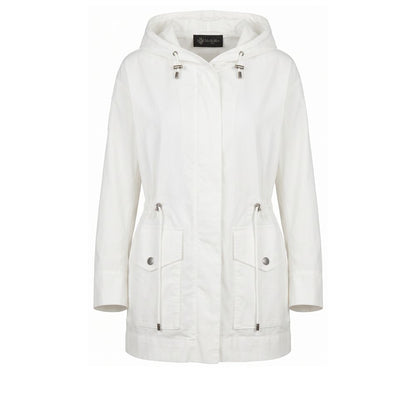 Hooded Parka by Mr&Mrs Italy for women in stretch cotton white features a stylish silhouette, meticulously detailed with a sophisticated hooded neckline and functional hooded for a stylish finish.