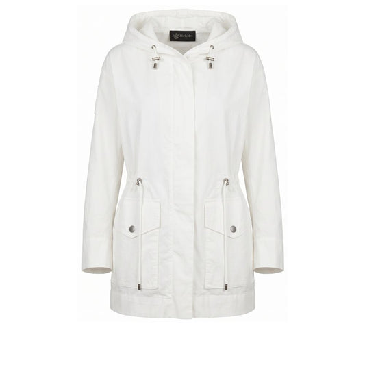 Hooded Parka by Mr&Mrs Italy for women in stretch cotton white features a stylish silhouette, meticulously detailed with a sophisticated hooded neckline and functional hooded for a stylish finish.