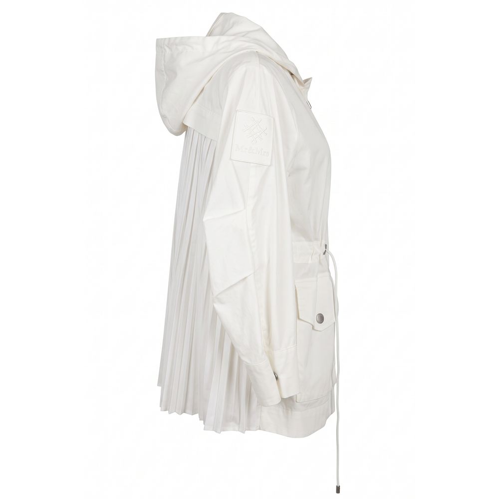 Hooded Parka by Mr&Mrs Italy for women in stretch cotton white features an avant garde silhouette, showcasing refined hooded and a sophisticated hooded neckline for a polished look.