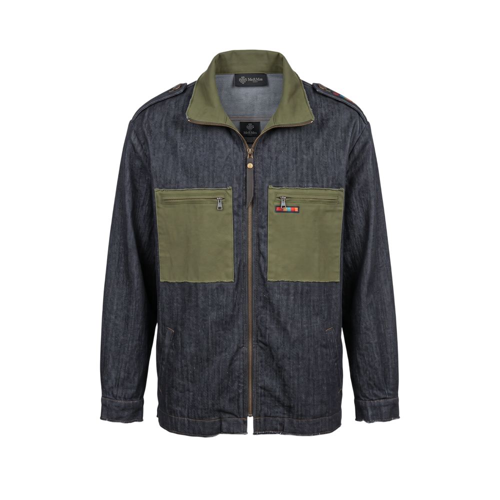 Trucker Jacket by Mr&Mrs Italy for men in stretch denim cotton polyester gray & signature features a dramatic silhouette, showcasing a sophisticated and distinctive pockets for a dramatic aesthetic.