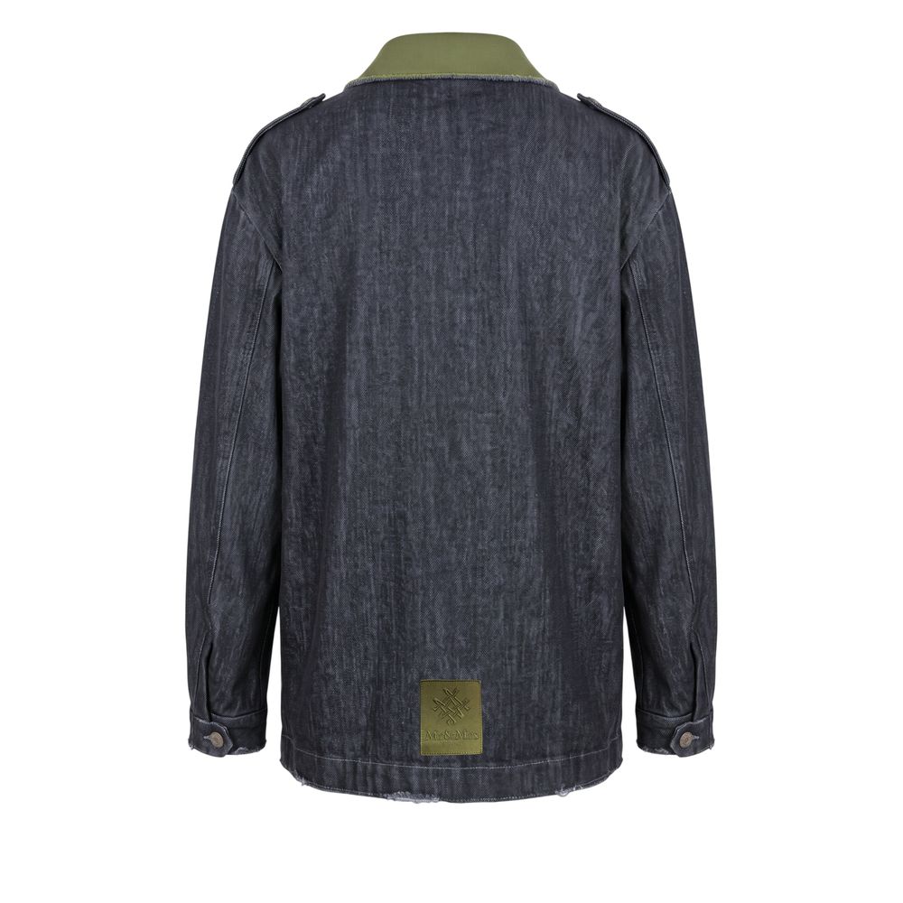 Trucker Jacket by Mr&Mrs Italy for men in stretch denim cotton polyester gray & signature features an contemporary silhouette, showcasing a sophisticated and contemporary pockets for a truly refined look.