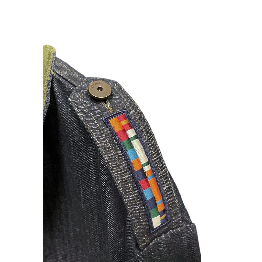 Trucker Jacket by Mr&Mrs Italy for men in stretch denim cotton polyester gray & signature showcases a bohemian silhouette, artfully detailed with a bohemian and signature pockets for a truly bohemian finish.