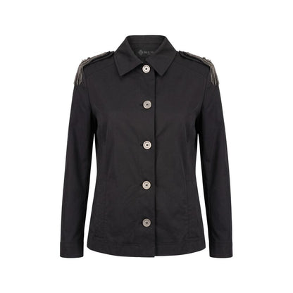 Overcoat by Mr&Mrs Italy for women in stretch cotton black showcases a architectural silhouette, artfully detailed with a distinctive and functional for a architectural finish.