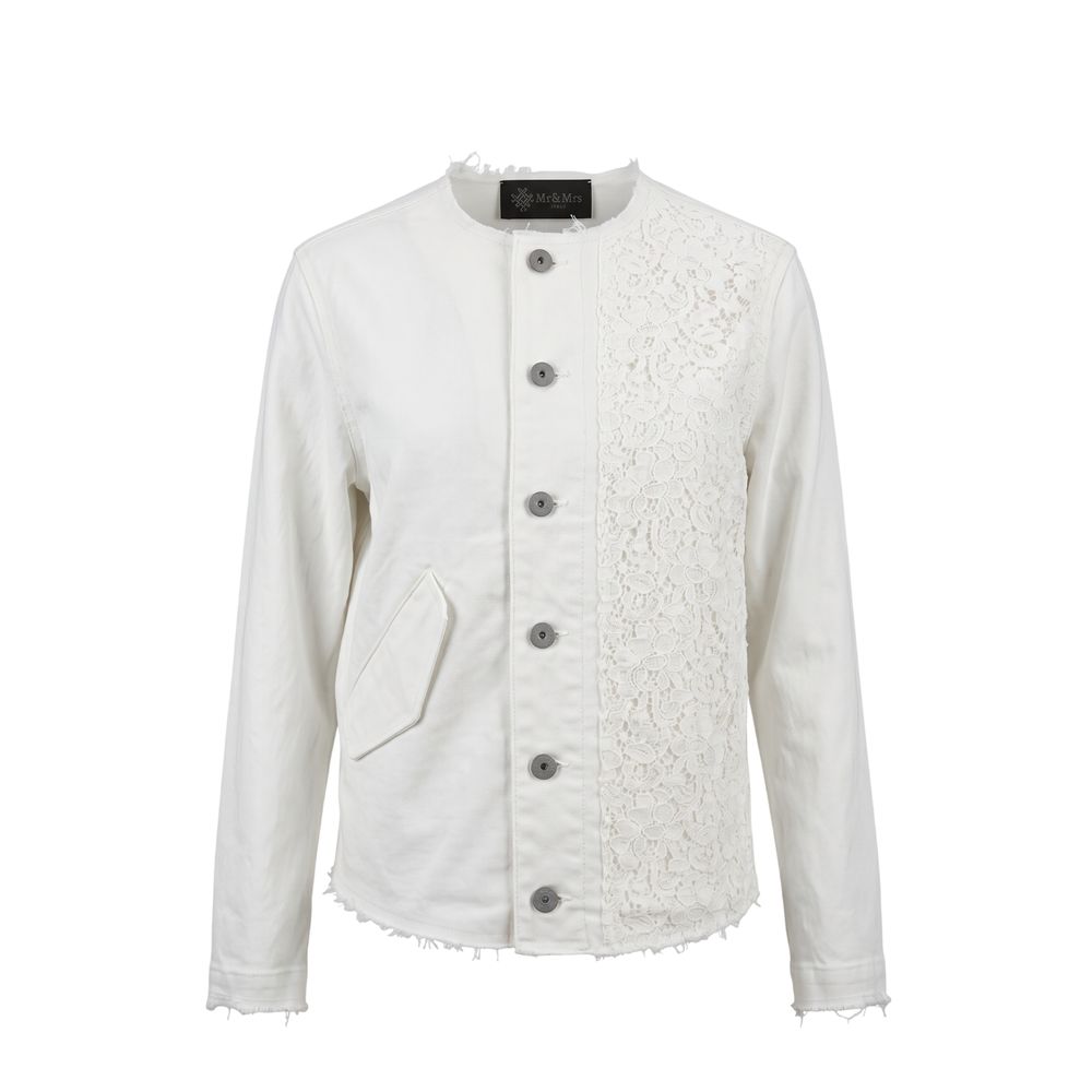 Jacket by Mr&Mrs Italy for women in cotton lace nylon & viscose white features a smart silhouette, perfectly accentuated by its unique and functional for a smart finish.
