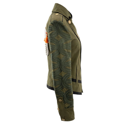Overcoat by Mr&Mrs Italy for women in cotton polyester bicolour & green features an voluminous silhouette, showcasing distinct and a voluminous for a truly voluminous aesthetic.