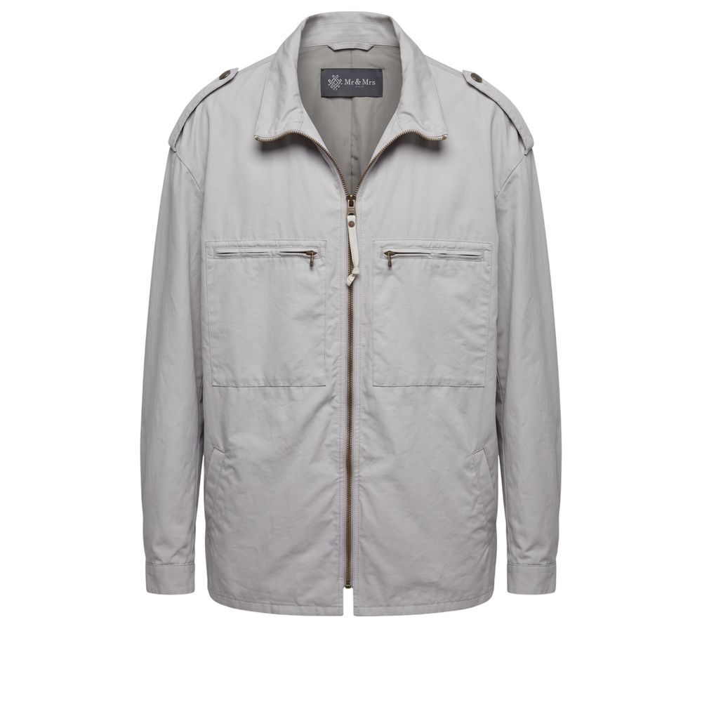 Windbreaker Jacket by Mr&Mrs Italy for men in polyurethane polyamide & cotton bicolour & green features an perennial silhouette with a refined and perennial pockets & windproof for a sophisticated weather-resistant look.