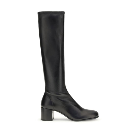 Ankle Boots by Prada for women in calf leather black features an high-performance silhouette, showcasing the sophisticated design of the Icon Women's Calf Leather Ankle Boots with a block-heel and a refined .