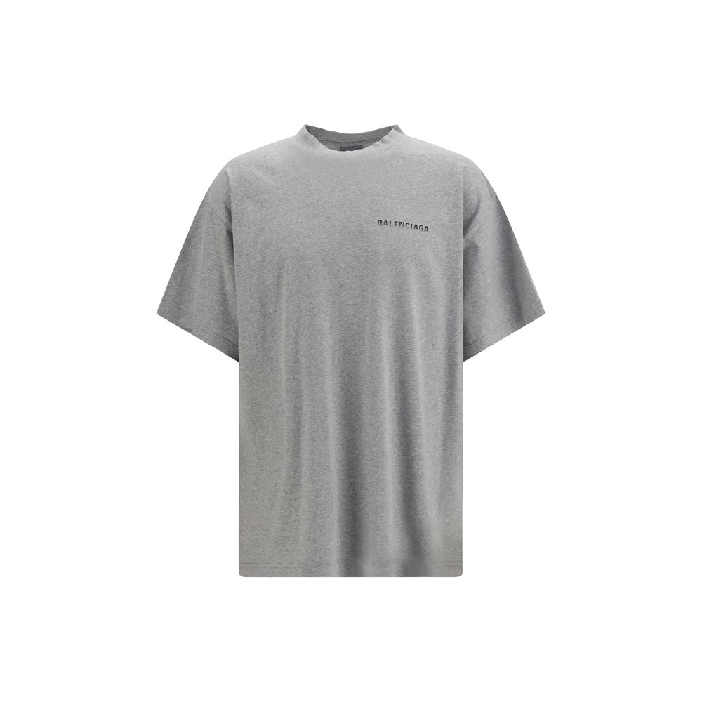 T-Shirt by Balenciaga for men in cotton gray showcases a chic silhouette, artfully detailed with a chic crew neckline and short-sleeve for a chic finish.