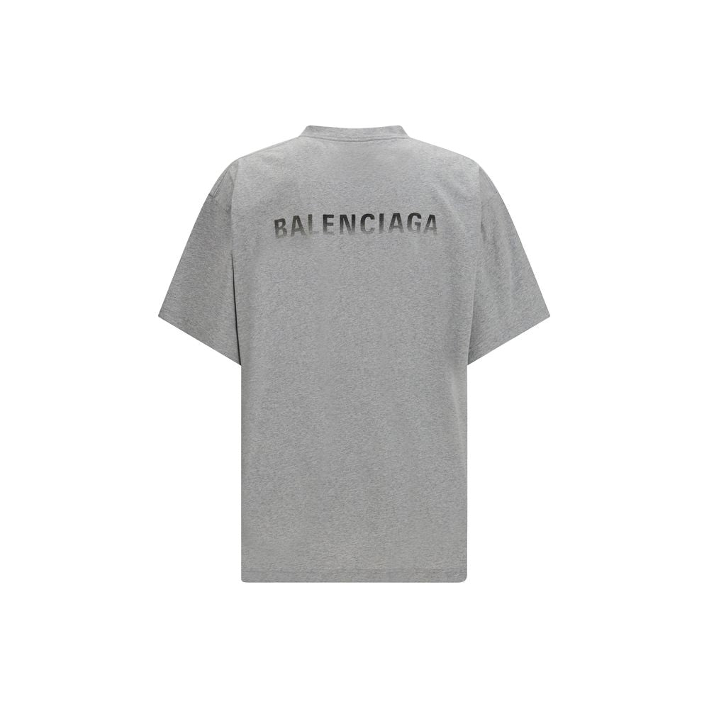 T-Shirt by Balenciaga for men in cotton gray showcases a fashionable silhouette, elegantly detailed with a fashionable and crew neckline for a sophisticated, high-fashion look.