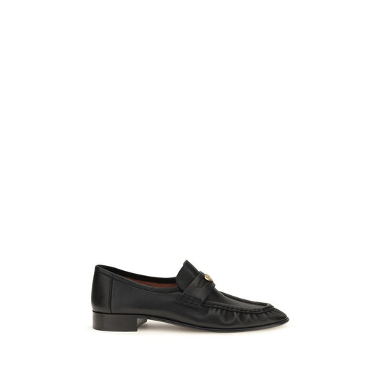 Flat Loafer Slip-On Strap Shoes by Chloé for women in bos taurus calf leather black & signature showcases a resplendent Women's Bos Taurus Calf Leather Flat Loafer Slip-On Strap Shoes aesthetic, defined by its resplendent and elegant flat.