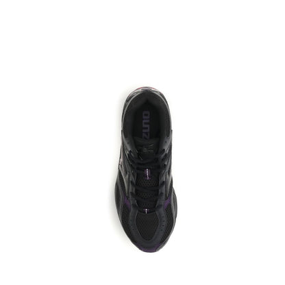 Athletic Sneakers by MIZUNO for men in rubber & fabric black presents a sleek silhouette, perfectly capturing the athletic style essence of Men's Athletic Rubber & Fabric Sneakers with its sleek design and premium finish.