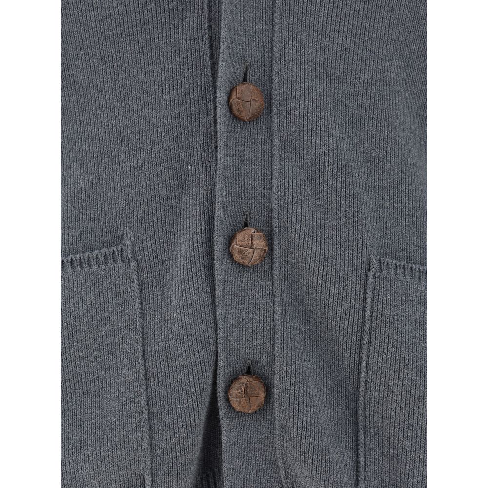 Cardigan by Golden Goose for women in stretch cotton & nylon gray, patterned & monogram features a dramatic silhouette, showcasing a sophisticated and dramatic detail for a timeless, premium look.