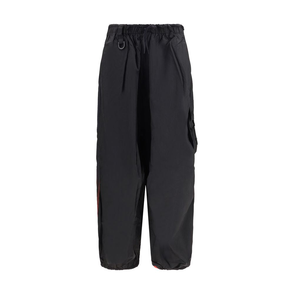 Cargo Pants by Y-3 for men in nylon black, red & striped features a sartorial silhouette, showcasing a sophisticated regular-fit & wide with a refined long and elegant .