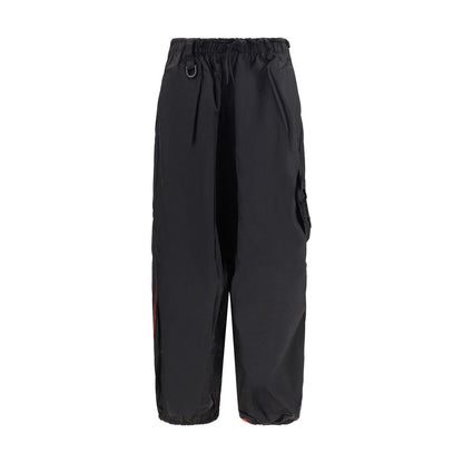 Cargo Pants by Y-3 for men in nylon black, red & striped features a sartorial silhouette, showcasing a sophisticated regular-fit & wide with a refined long and elegant .