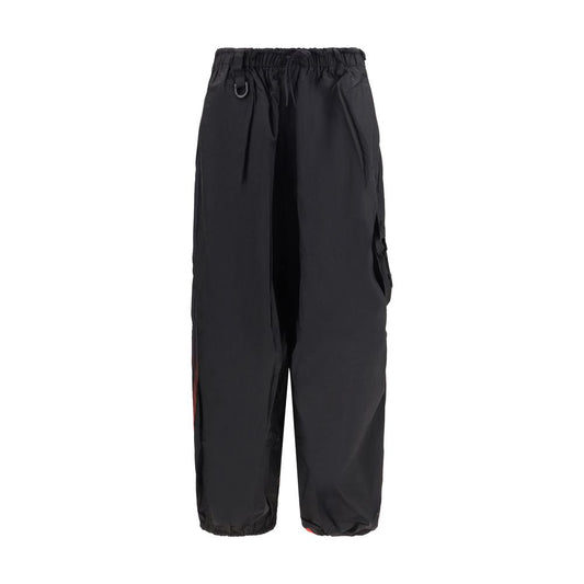Cargo Pants by Y-3 for men in nylon black, red & striped features a sartorial silhouette, showcasing a sophisticated regular-fit & wide with a refined long and elegant .