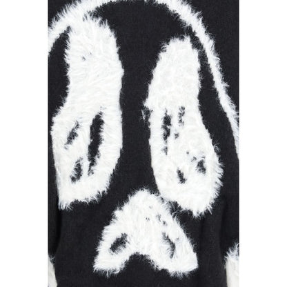 Y-3 Men's Relaxed Fit Oversized V Neck Acrylic Polyamide & Merino Wool Cardigan - Black Signature