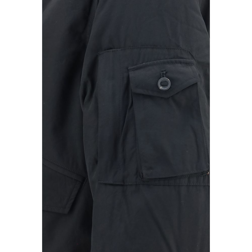 Bomber Jacket by Y-3 for men in nylon twill & polyamide black features a dramatic silhouette, showcasing a sophisticated and distinctive for a dramatic aesthetic.
